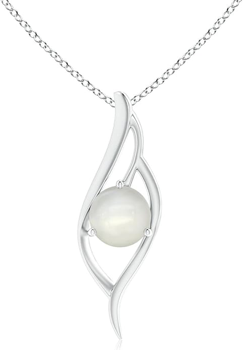 Angara Natural Moonstone Pendant for Women | Moonstone Angel Wing Bypass Pendant in 14K Solid Gold/Platinum With 18" Chain | Birthday, Anniversary, Gemstone Jewelry Gift