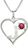 Silver Sterling Necklace Initial Letter A-Z Birthstone for Women – Personalized Custom Jewelry Pendant with Heart Design Customized Dainty Charm for Wife Girlfriend Mom – 18" Box Chain