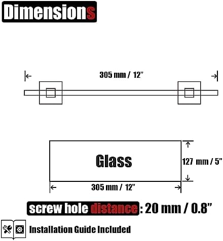 JQK Bathroom Glass Shelf Gold, Tempered Glass Shower Storage 12 by 5 inches - Image 3