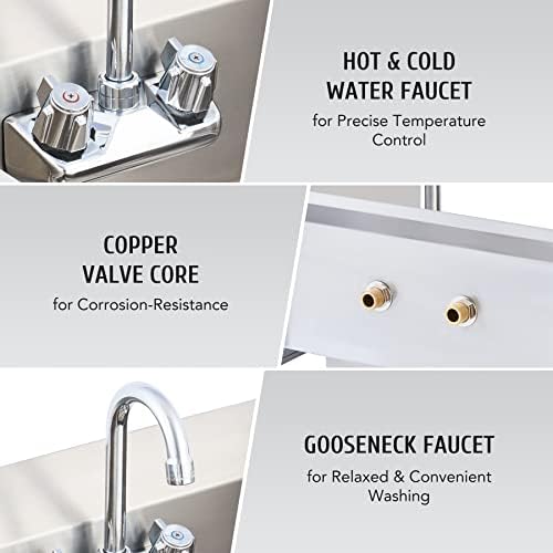WILPREP Commercial Hand Sink, NSF Stainless Steel Sink Commercial Utility Sink - Image 6