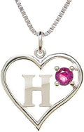 Silver Sterling Necklace Initial Letter A-Z Birthstone for Women – Personalized Custom Jewelry Pendant with Heart Design Customized Dainty Charm for Wife Girlfriend Mom – 18" Box Chain