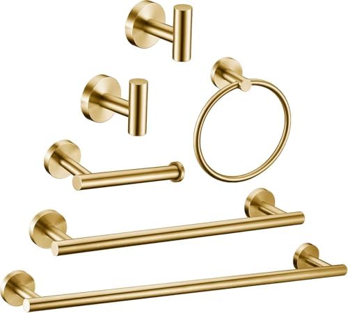 6 Pieces Brushed Gold Bathroom Hardware Accessories Set Hand Towel Ring 16&23.6 by Meetuniquestylesandneeds