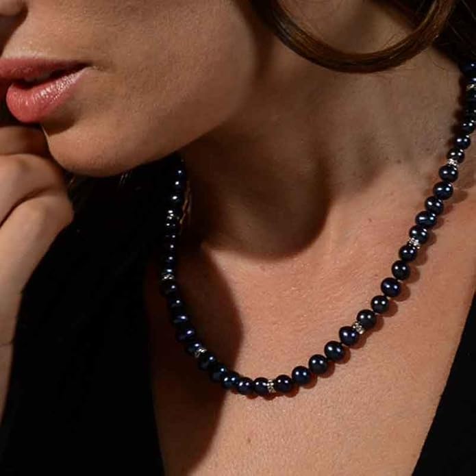 Midnight Spell Black Pearl Necklace with Matching Earrings, Black Pearl Jewelry Set, Jewelry Set for Her #1333-0360