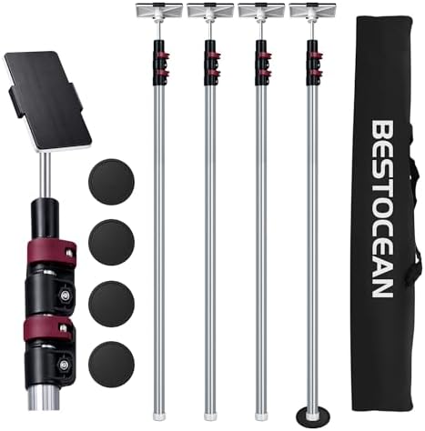 12FT Dust Barrier Poles, 4 Pack Zipper Wall Pole Kit, 3 Stage Telescopic Dust by Unknown