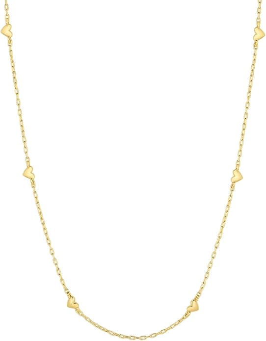 gorjana - Amour Necklace 15"-17" - 18k Gold Plated Brass - Elegant heart design - Adjustable length versatility - Dainty heart accents, perfect for layering