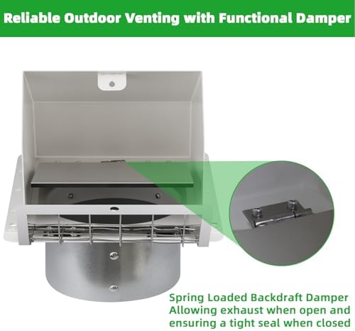 6 Inch Hooded Wall Vent with Flap and Mesh, 6 inch Dryer Vent Cover, Wall Mount - Image 4