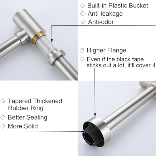 RANDOM Brass Round Bottle P-Trap 1 1/4, Raise and Lengthen Adjustable Basin - Image 5