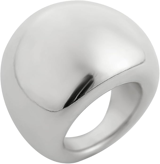 MIFYNN Chunky Gold Rings for Women Gold Silver Adjustable Thick Ring Fashion Statement Ring Open Dome Ring Chunky Silver Rings Geometric Curved Minimalist Simple Rings