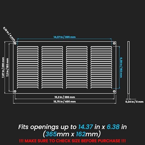 Repa Market 2-Pack Air Vent Cover 16x8 Inch White Galvanized Steel Louvered - Image 2