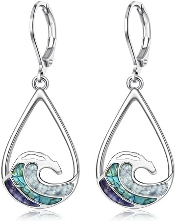 Ocean Wave Earrings for Women Turquoise Dangle Earrings Ocaen Jewelry for Women