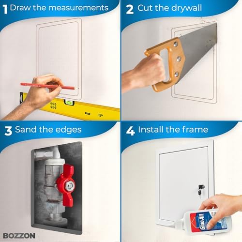 BOZZON Access Panel for Drywall 12 x 12 inch – Metal Door - Image 3