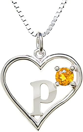 Silver Sterling Necklace Initial Letter A-Z Birthstone for Women – Personalized Custom Jewelry Pendant with Heart Design Customized Dainty Charm for Wife Girlfriend Mom – 18" Box Chain