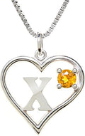 Silver Sterling Necklace Initial Letter A-Z Birthstone for Women – Personalized Custom Jewelry Pendant with Heart Design Customized Dainty Charm for Wife Girlfriend Mom – 18" Box Chain