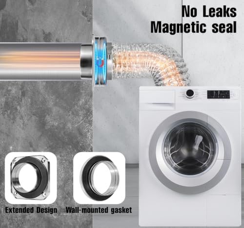 DV180 Magnetic Dryer Vent Connector Kit – 5ft Extra-Long 4" Aluminum Foil Duct - Image 4
