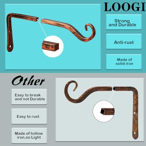LOOGI Hanging Plant Bracket, Wall Hook Plant Hanger 6 Inch Decorative Hooks - Image 3