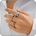 MIFYNN Chunky Gold Rings for Women Gold Silver Adjustable Thick Ring Fashion Statement Ring Open Dome Ring Chunky Silver Rings Geometric Curved Minimalist Simple Rings