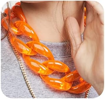 Wiwpar Acrylic Choker Necklace Statement Chunky Fashion Acrylic Necklace Colorful for Women (Yellow)
