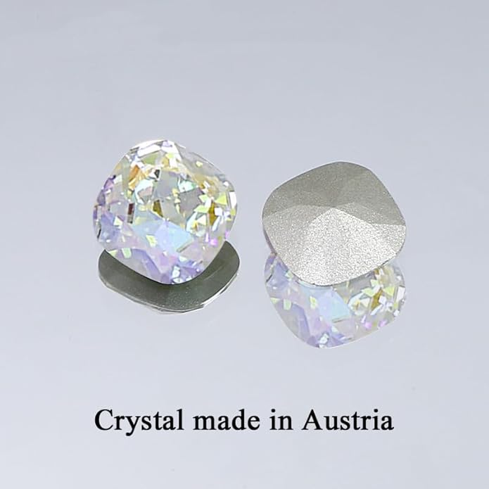 AOBOCO Sterling Silver Leverback Earrings Embellished with Crystals from Austria, Hypoallergenic Cushion Cut Square Crystal Earrings, Fine Anniversary Birthday Jewelry Gifts for Women