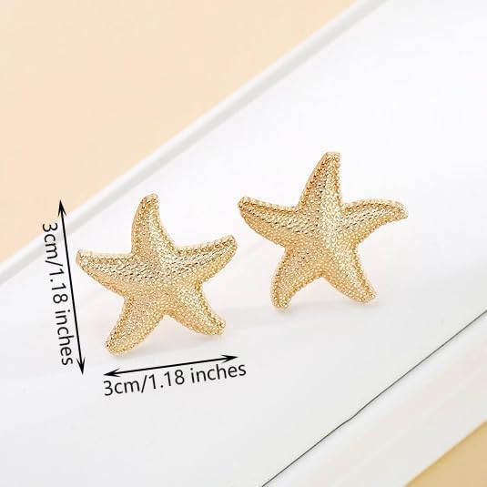 Starfish Earrings for Women Gold Sea Shell Earrings Summer Beach Vacation Outfits for Women