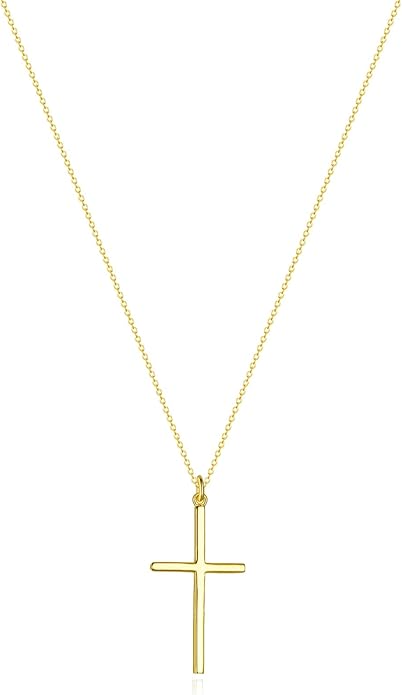 Zeffy Cross Necklace for Women, 18k Gold/Silver Plated Tiny Cross Pendant Necklace Simple Layered Cross Necklaces Gold Jewelry for Women