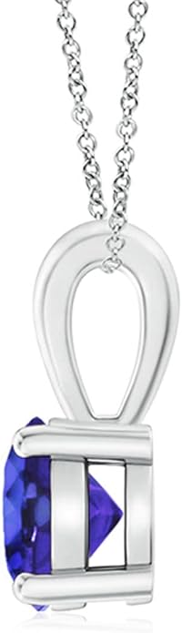Angara Natural Tanzanite Solitaire Pendant for Women | Round Tanzanite Solitaire Pendant Necklace in 14K Solid Gold/Silver/Platinum With 18" Chain | December Birthday, Gemstone Jewelry Gift