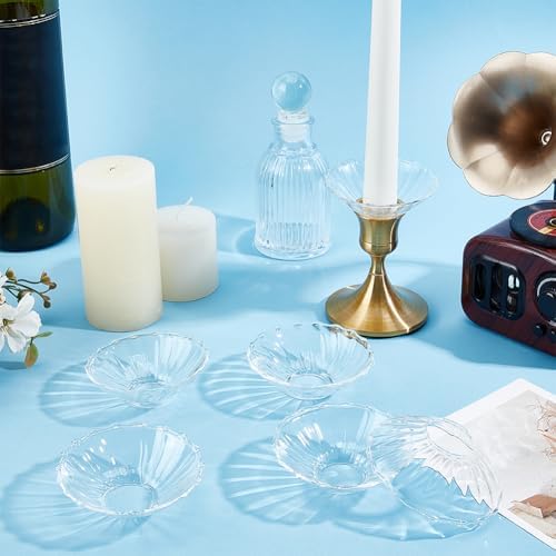GORGECRAFT 6Pcs Candle Glass Bobeches Candlestick Holders Ribbed Candle Drip - Image 4