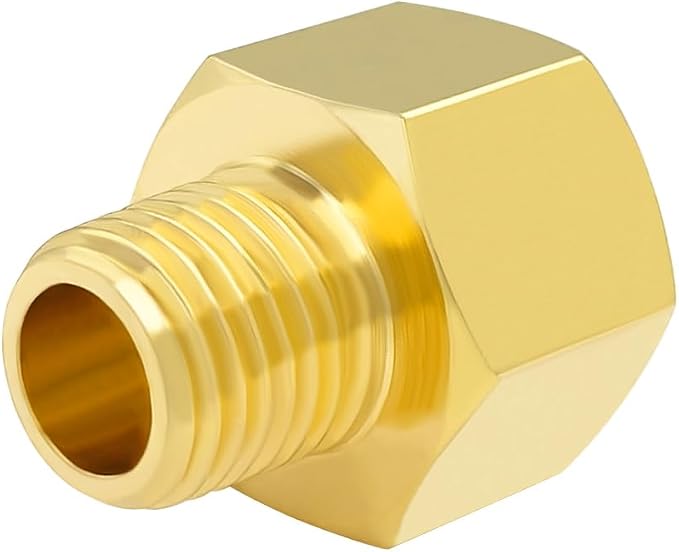 Hooshing 2PCS Brass Pipe Fitting 1/4" NPT Male to 3/8" NPT Female Reducer - Image 6