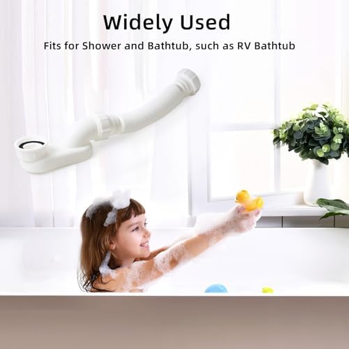Low Profile 1 1/2" P Trap Flexible Bathtub & Shower Drain Pipe, Flat P Trap Kit - Image 4