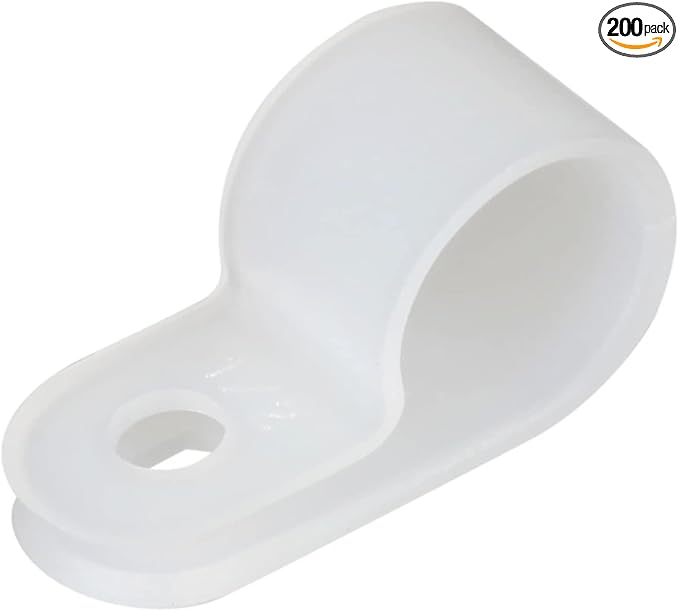 200pcs Nylon 1/2 Inch R-Type Cable Clamp by Teansic
