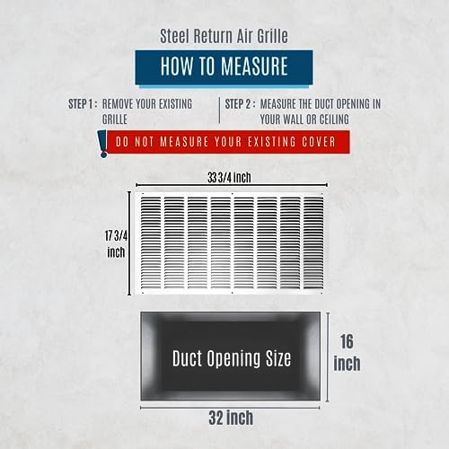 Fits 32x16 Duct Opening | Steel Return Air Grille by Handua | Vent Cover Grill - Image 3
