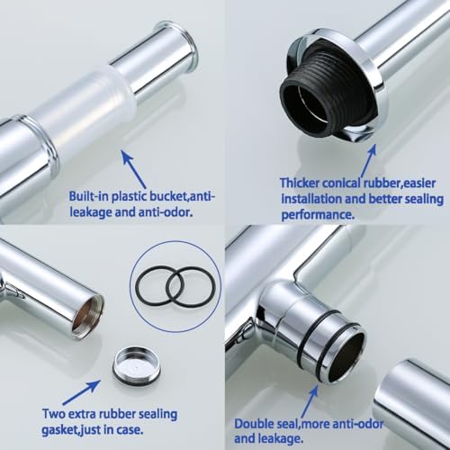Bathroom Basin Sink Bottle Trap Waste Pipe 1-1/4 inch Slip Inlet Drain Tube Kit - Image 3