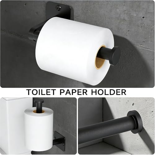 Matte Black Bathroom Accessories Set, 5 Pieces Bathroom Hardware Set, 24 inch - Image 5