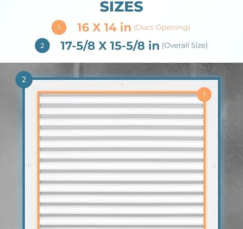 Aluminum 16 x 14 Inch Cold Air Return Vent Cover, Rustproof AC Transfer Grille - Image 3