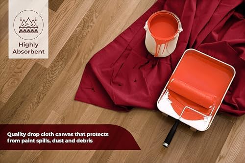 Canvas Drop Cloth for Painting 9x6 feet Pack of 1-8oz Painters Drop Cloths for - Image 2