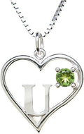 Silver Sterling Necklace Initial Letter A-Z Birthstone for Women – Personalized Custom Jewelry Pendant with Heart Design Customized Dainty Charm for Wife Girlfriend Mom – 18" Box Chain