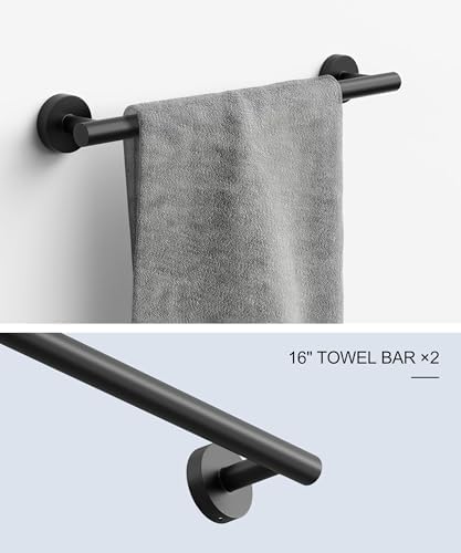 12 Pcs Matte Black Bathroom Hardware Accessories Set SUS304 Stainless Steel - Image 6