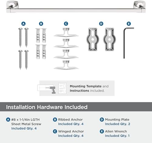 Amerock Stature 24" Polished Nickel Towel Bar - Image 4