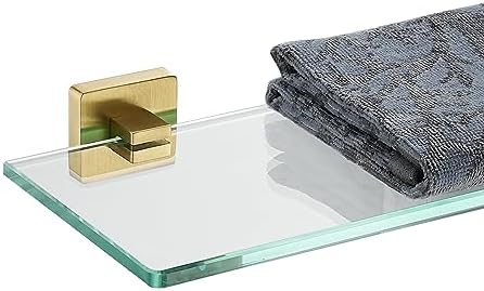 JQK Bathroom Glass Shelf, Floating Tempered Glass Shower Storage 16 by 5 inches by Homeimprovement