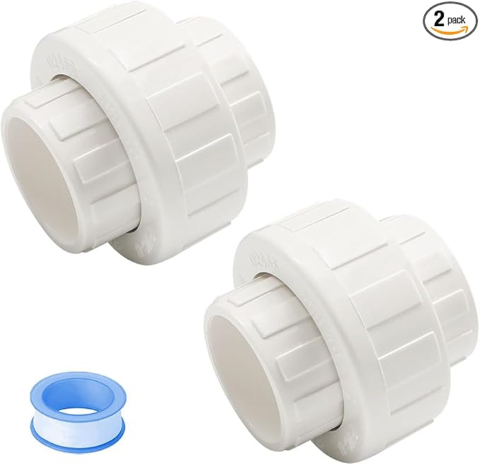 2PCS 1-1/2 Inch PVC Union Coupling Pipe Fittings by HayEastdor