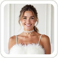 Choker Necklace White Lace Choker for Women, Elegant Choker with Bead Accents, Soft Lace Collar Necklace with Adjustable Necklace Extender