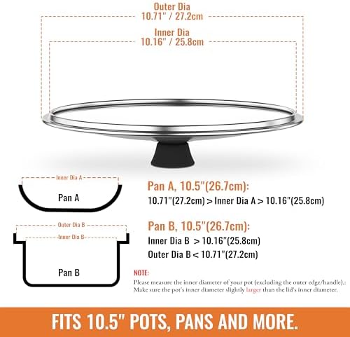 Tempered Glass Lids for Pots and Pans, Cast Iron Skillet Lid 10.5 Inch - Image 3