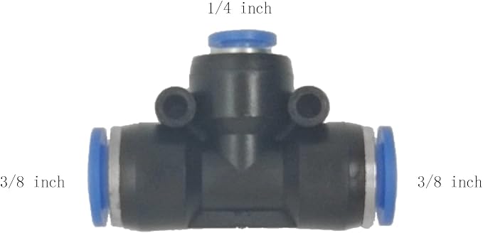 zjxed 5 Pcs 3/8" x 1/4"x 3/8" Pneumatic T Shaped 3 Way Tube Reducer Connector - Image 2