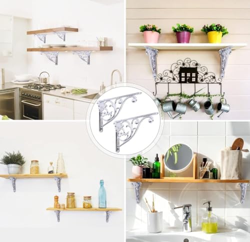 Shelf Brackets 4 Inch 4 Pack Heavy Duty Polished Chrome Wall Bracket Victorian - Image 4