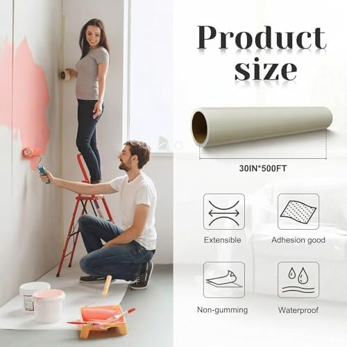 Amylove 30 Inch X 500 ft Carpet Plastic Protection Film, Transparent - Image 2