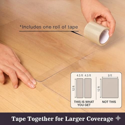 9'×12' Waterpoof Frosted Clear Floor Mat, Each 4.5 x 12 Ft - Image 2