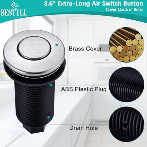 BESTILL Sinktop Air Switch Kit for Garbage Disposal, Stainless Steel Brushed - Image 3