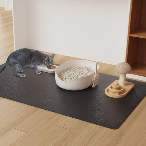3'×5' Black Floor Protector for Home, Waterproof No Spill Floor Desk Mat by BelleCosy