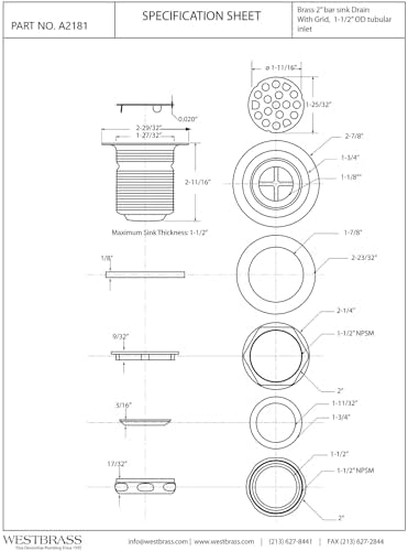 Westbrass A2181-20 Junior Bar and Laundry Sink Drain Assembly - Image 2