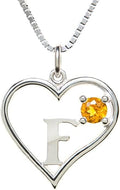 Silver Sterling Necklace Initial Letter A-Z Birthstone for Women – Personalized Custom Jewelry Pendant with Heart Design Customized Dainty Charm for Wife Girlfriend Mom – 18" Box Chain