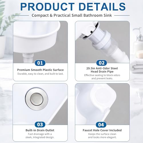 Novabright Wall Mount Small Bathroom Sink - Image 3
